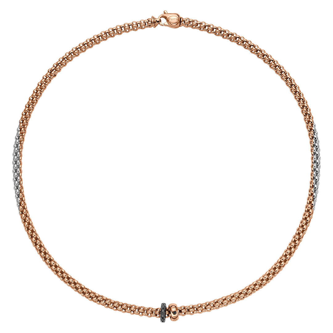 Fope Solo Collier 62406CPAVEN aus Roségold und schwarzen Brillanten