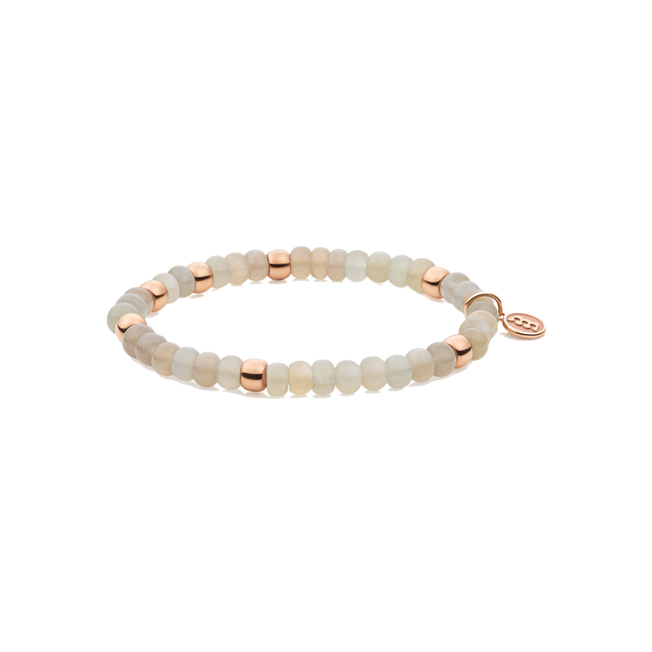 Bron Reflex Armband 8AR3985MIX25 Steinarmband aus Roségold und grauem Mondstein in verschiedenen Nuancen.