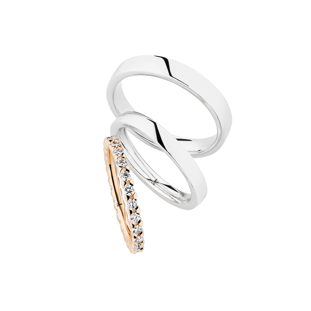 Christian Bauer - Trauringe mit Memoirering- 0280229 - 0280228 - 0247097 - Weißgold, Roségold - Diamanten - Trauringe