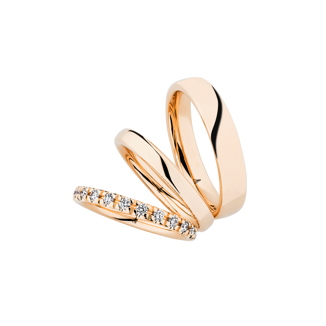 Christian Bauer - Trauringe mit Memoirering- 0280231 - 0280230 - 0247106 - Roségold - Diamanten - Trauringe