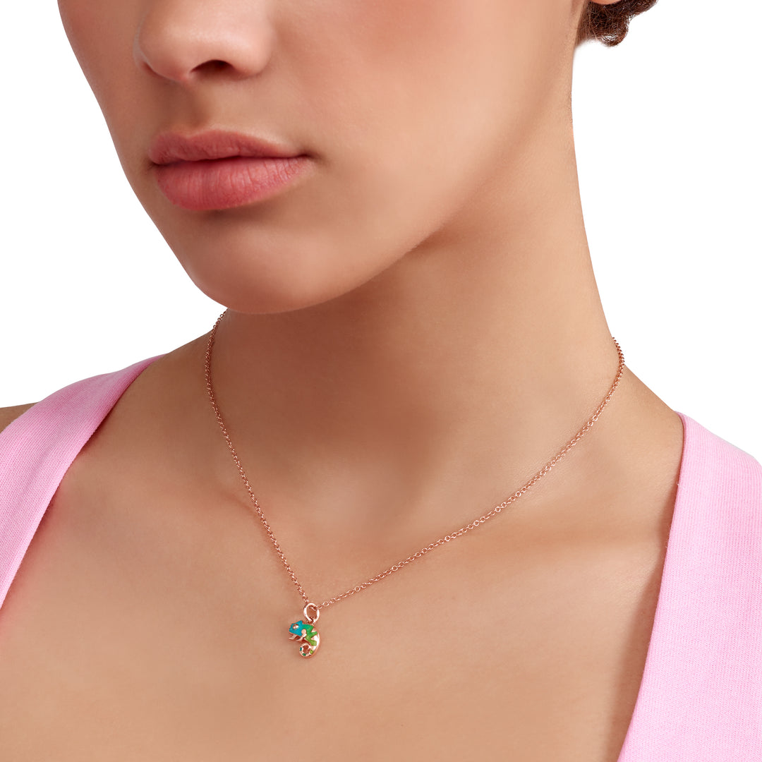 DoDo Anhänger - Chamäleon aus Roségold und Emaile – DMC5011_CHAMA_EVT9R – Roségold, Emaile – Anhänger für Damen