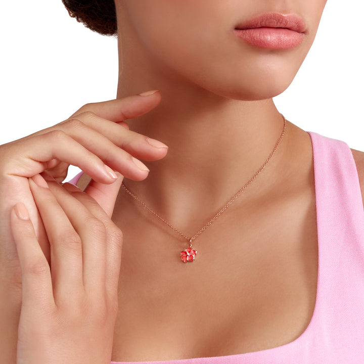 DoDo Anhänger - Hibiskusblüte aus Roségold und Emaile – DMC5005_HIBIS_EAR9R – Roségold, Emaile – Anhänger für Damen