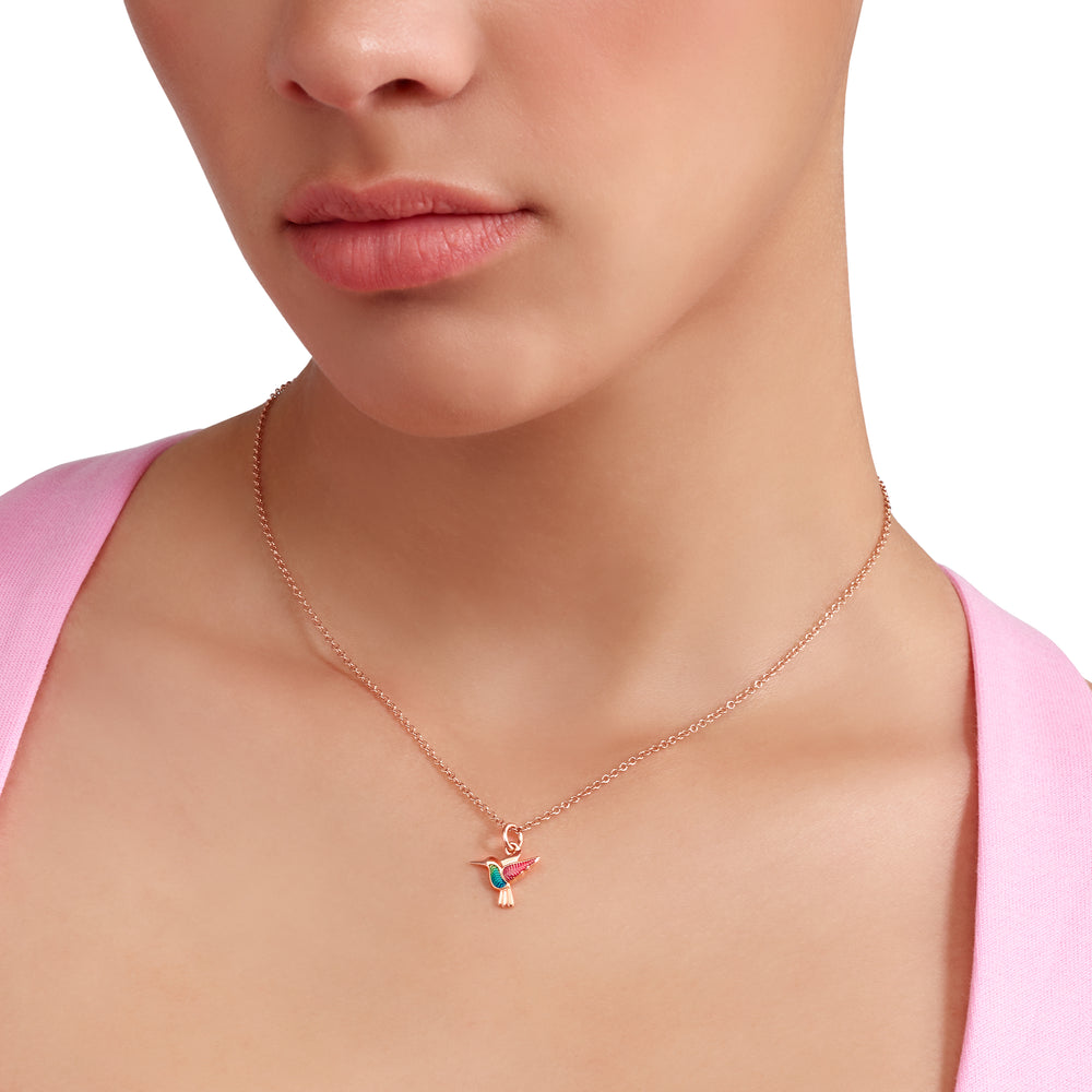 DoDo Anhänger - Kolibri aus Roségold und Emaile – DMC5008_COLIB_EMX9R – Roségold, Emaile – Anhänger für Damen bei Juwelier Krebber