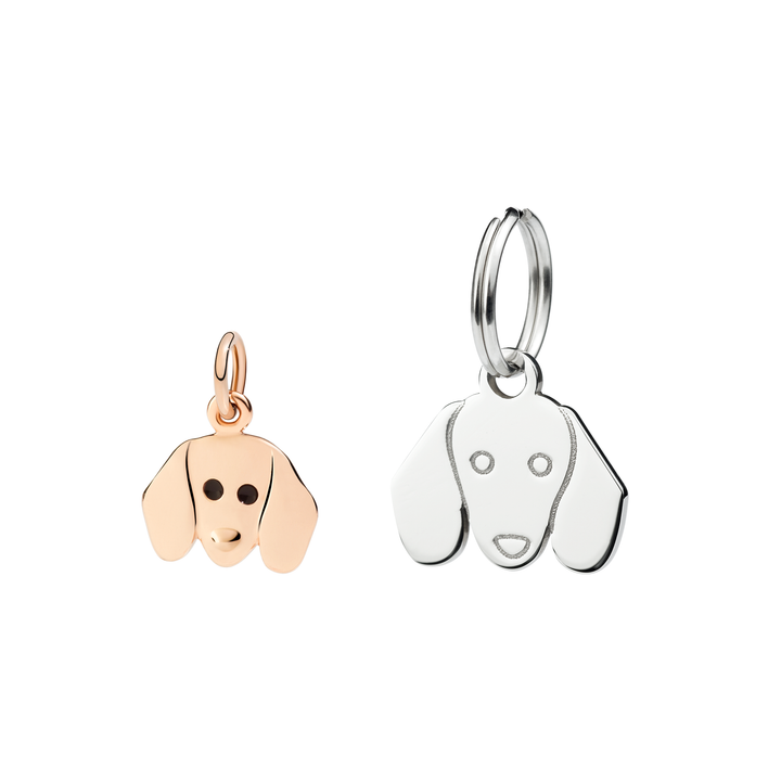 Anhängerpaar von DoDo aus der Charme-Kollektion mit der Referenz DMB8002_DACHS_0009R aus Roségold und Edelstahl