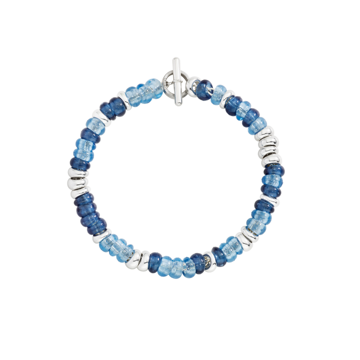 Dodo Armband Rondelle aus 925/-Silber und recyceltem Plastik in Denim-Tönen