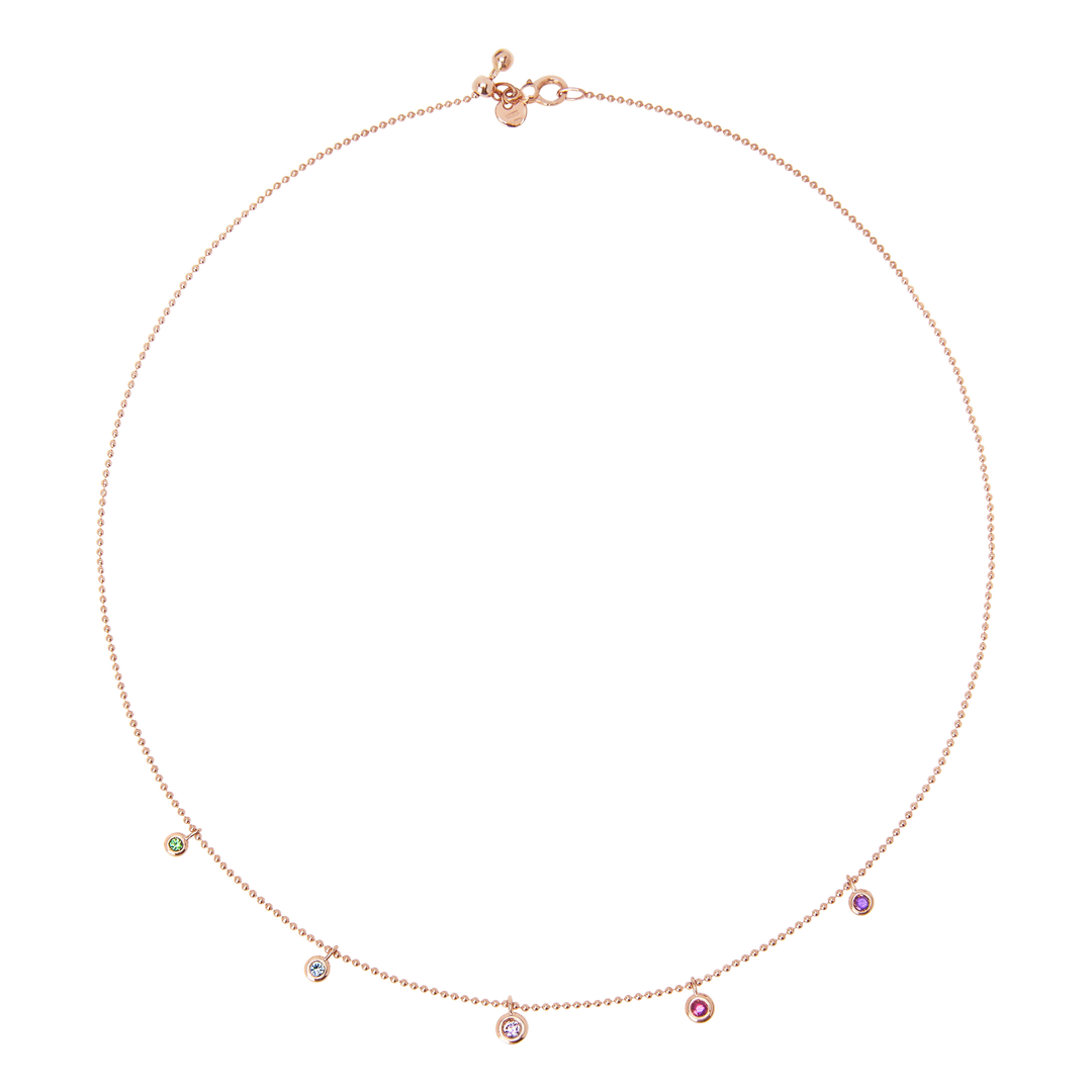 DoDo Collier Bollicine DCC3002_BOLLI_MIX9R mit 5 Farbsteinanhängern