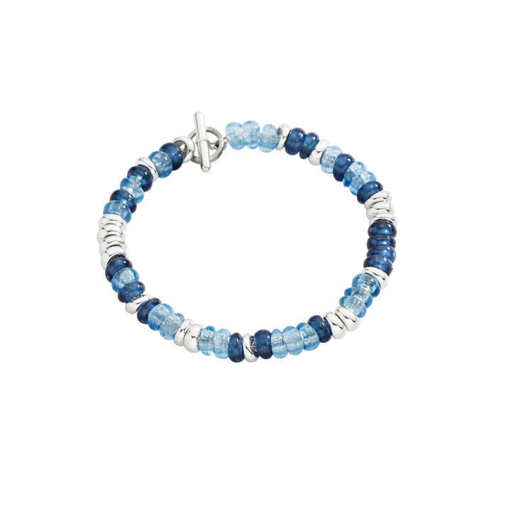 Dodo Armband Rondelle aus 925/-Silber und recyceltem Plastik in Denim-Tönen