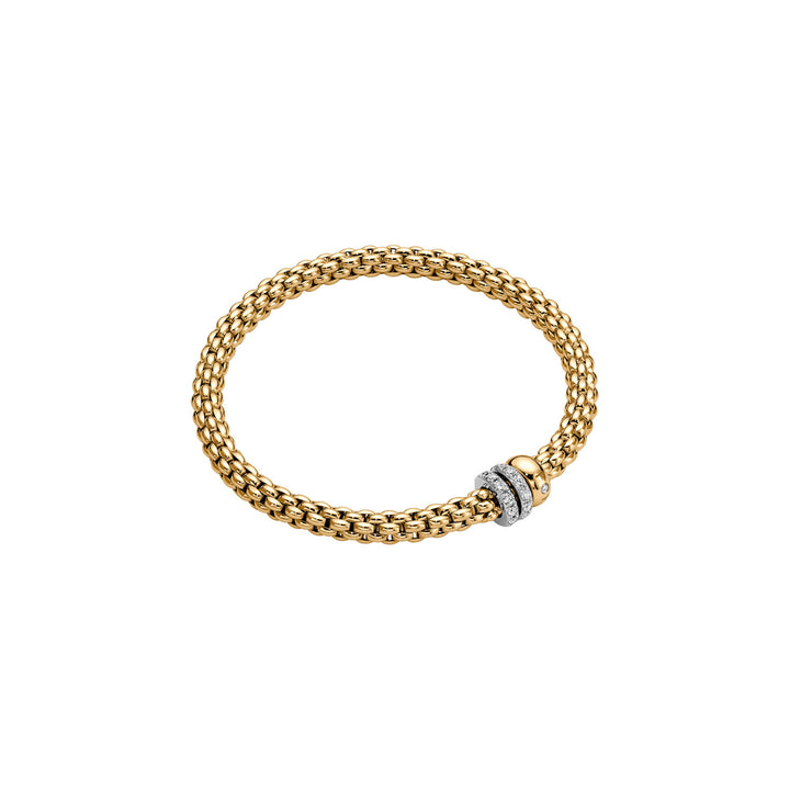 FOPE - Solo Armband aus Gelbgold mit drei Brillant besetzten Rondellen aus Gelb- und Weißgold