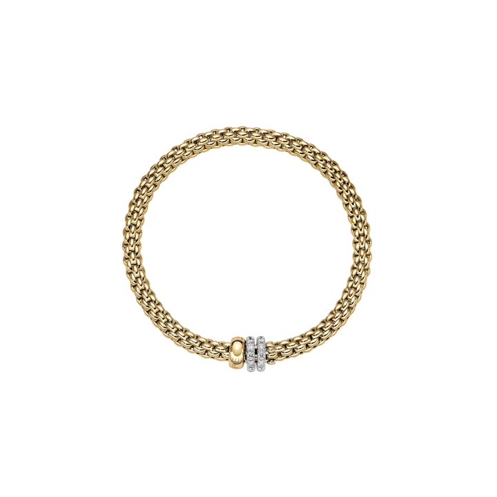 FOPE - Solo Armband aus Gelbgold mit drei Brillant besetzten Rondellen aus Gelb- und Weißgold 62506BPAVE