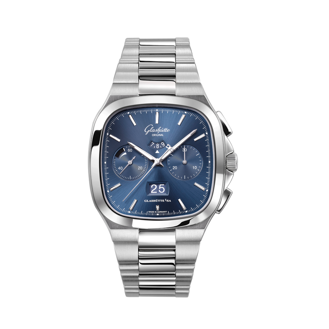 Glashütte Original Seventies Chronograph Panoramadatum – 1-37-02-08-02-70 - Automatikwerk – blau - 40 x 40 mm - Herrenuhr