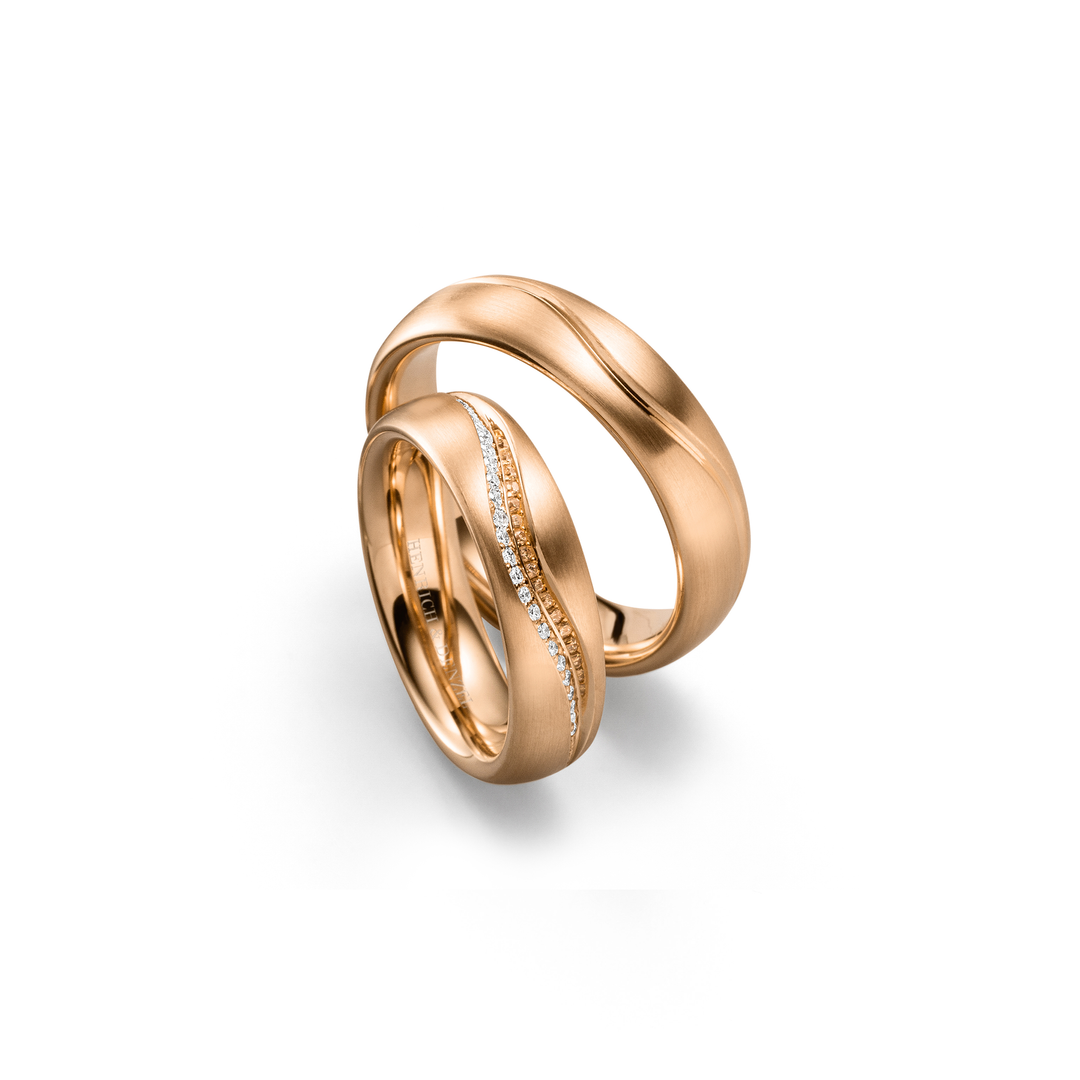 Henrich & Denzel - Trauringe Reflex – R7650.01000, R7650.02000 – Roségold – Diamanten - Trauringe