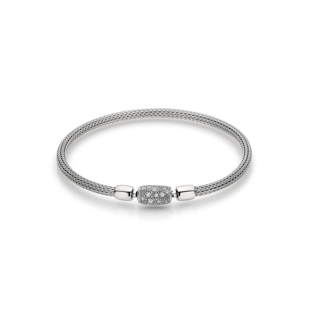 Flex Armband von Jörg Heinz aus der Flex+Mesh-Kollektion mit der Referenz HS06.A-3.0 750 1 00124 aus Weißgold mit Diamanten Armschmuck mit Schließe