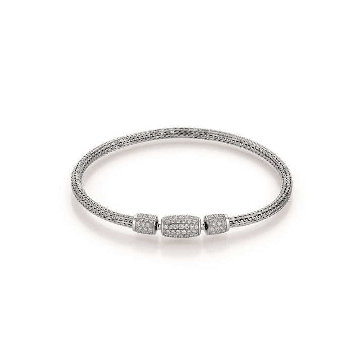 Tönnchen Pavé Schließe von Jörg Heinz aus der Flex+Mesh-Kollektion mit der Referenz 4004.1-08 750 1 00124 aus Weißgold mit Diamanten mit Flex Armband