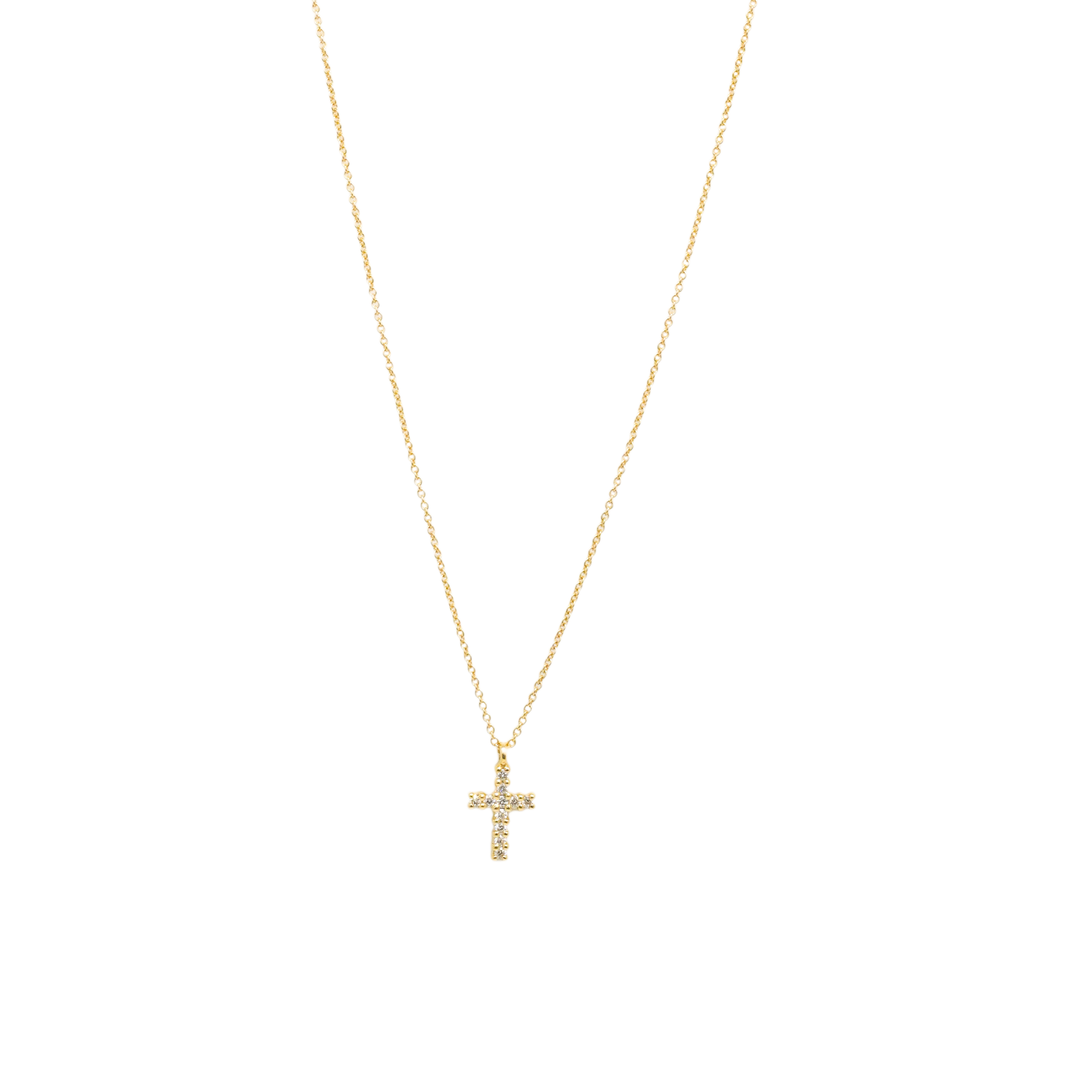 Krebber - Halskette Kreuz - 024-0630-1-GG - Gelbgold - Diamanten - Halskette für Damen