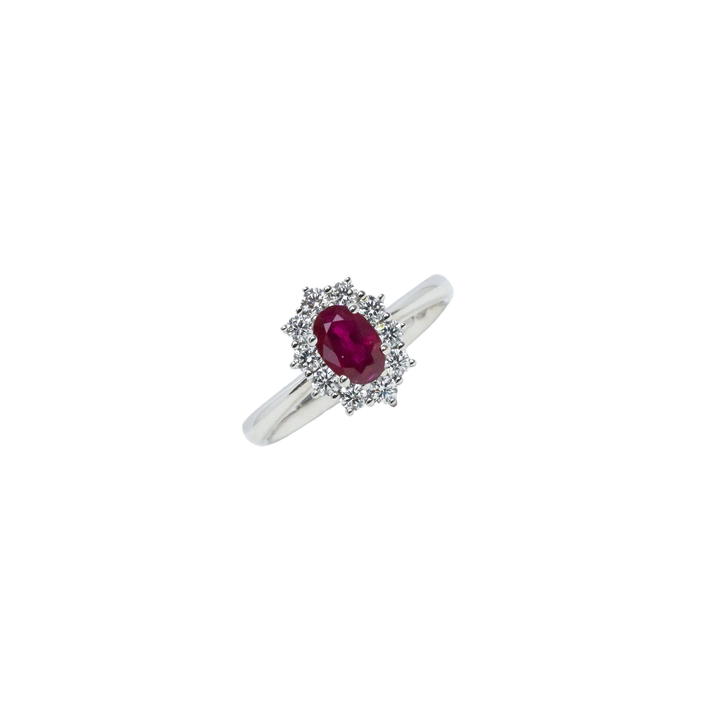 Krebber - Ring Rubin –  234-5029-6-4 – Weißgold – Diamanten und Rubin - Damenring