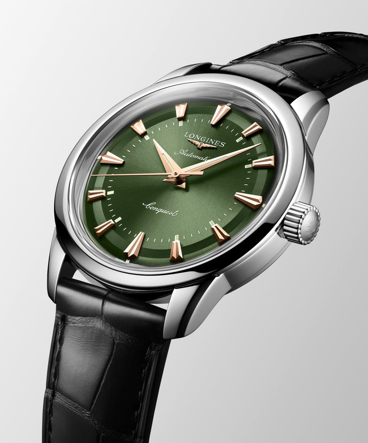 Longines - Conquest Heritage - L1.649.4.02.2– Automatikwerk – grün - 38 mm - Herrenuhr bei Juwelier Krebber