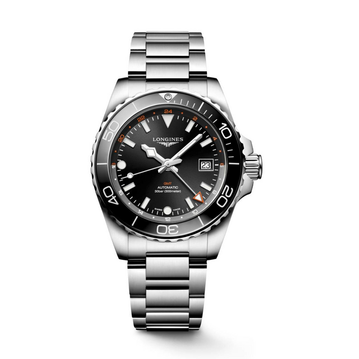 Longines - HydroConquest GMT - L3.790.4.56.6 – Automatikwerk – schwarz - 41 mm - Herrenuhr