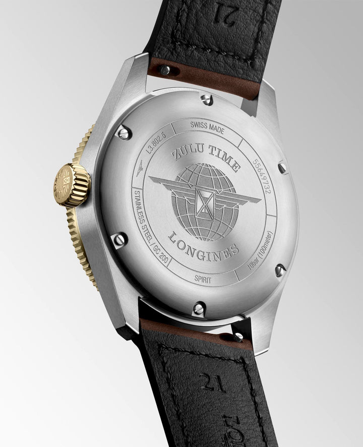 Longines Spirit Zulu-Time mit der Referenz L3.802.5.53.2 mit Edelstahlboden