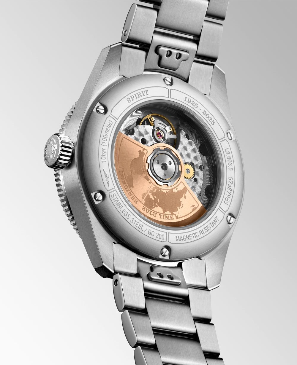 Longines - Spirit Zulu Time 1925 - L3.803.5.53.6 – Automatikwerk – schwarz, Roségold - 39 mm - Herrenuhr mit Saphirglasboden