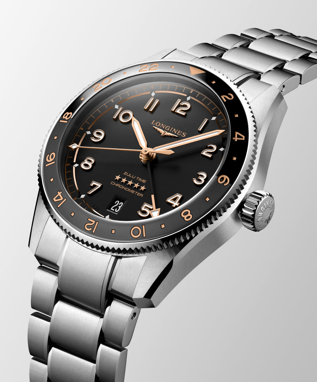 Longines - Spirit Zulu Time - L3.802.4.50.6 – Automatikwerk – schwarz - 39 mm - Herrenuhr bei Juwelier Krebber in Mönchengladbach