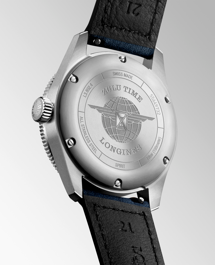 Longines Spirit Zulu-Time mit der Referenz L2.802.4.93.2 mit 39 mm Stahlgehäuse