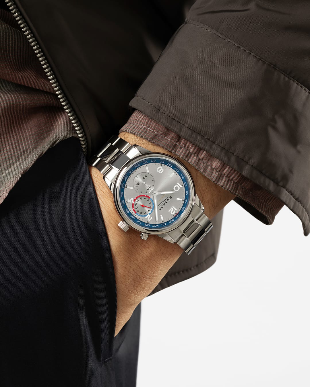 NOMOS Glashütte - Club Sport neomatik Weltzeit silber - 791 – Automatikwerk – silber - 40 mm - Herrenuhr in silber