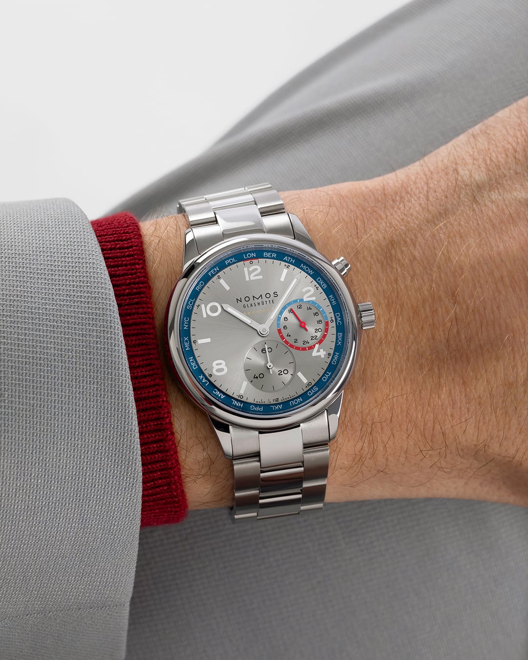 NOMOS Glashütte - Club Sport neomatik Weltzeit silber - 791 – Automatikwerk – silber - 40 mm - Herrenuhr GMT