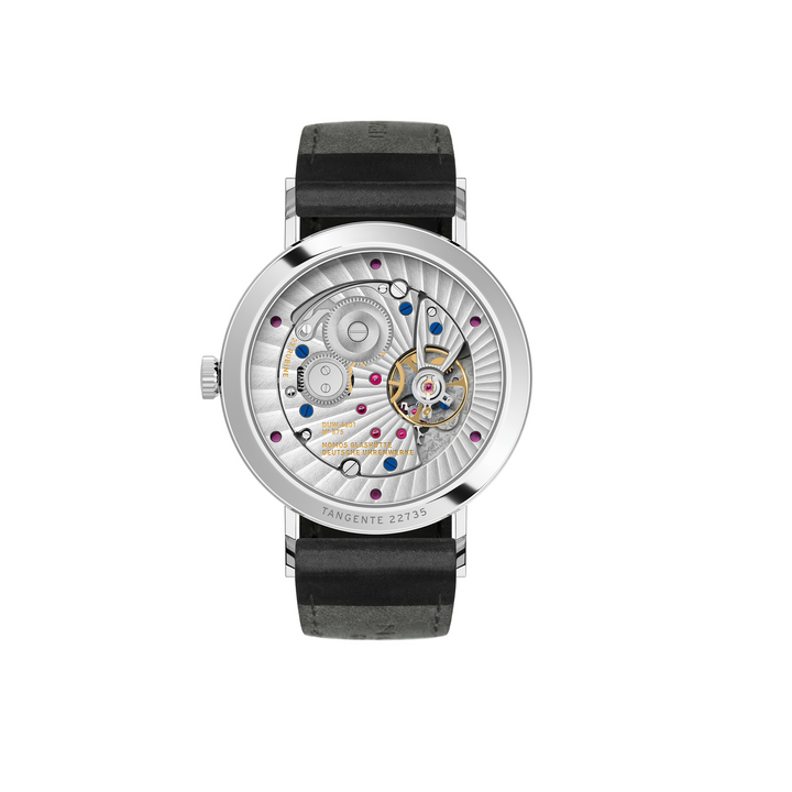 NOMOS Glashütte - Tangente 2date blau - 136 - Handaufzug - 37,5 mm- blau - Damen- und Herrenuhr mit Saphirglasboden