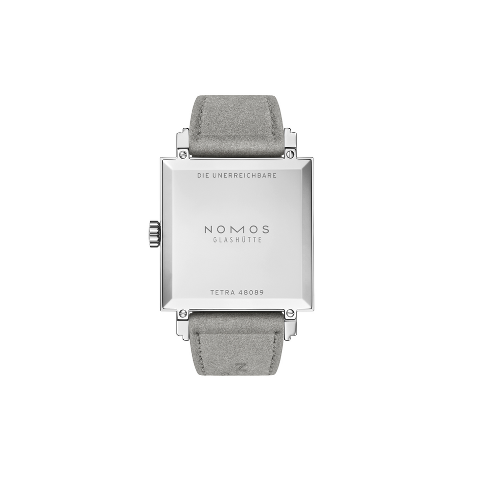 NOMOS Glashütte - Tetra - Die Unerreichbare mit der Referenz 427 besteht aus Edelstahl. Der Durchmesser beträgt 29,5 mm x 29,5 mm Damenuhr aus Edelstahl