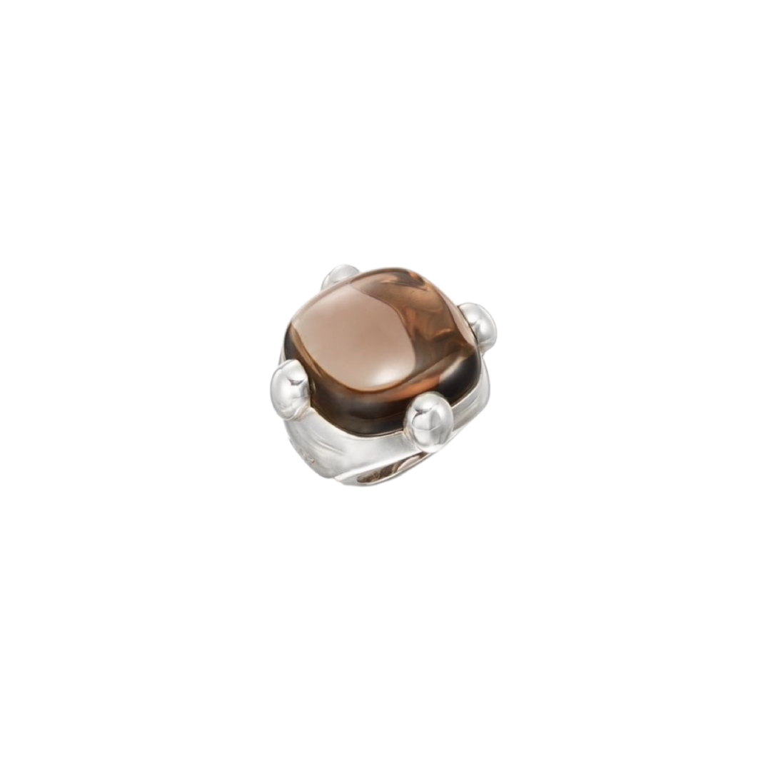 Pomellato 67 Ring A.B226R/A/QI aus 925/- Silber mit einen großen braunen Stein.