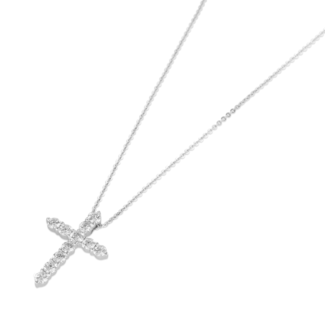 Ponte Vecchio Benvenuto Kette CC1584BRW mit Kreuz Anhänger aus Weißgold und Diamanten.