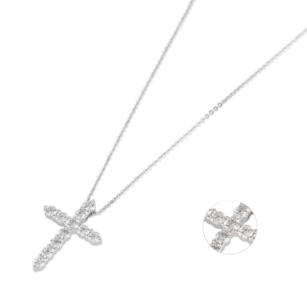 Ponte Vecchio Benvenuto Kette CC1584BRW mit Kreuz Anhänger aus Weißgold und Diamanten. (vergrößerte Ansicht Kreuz Anhänger)