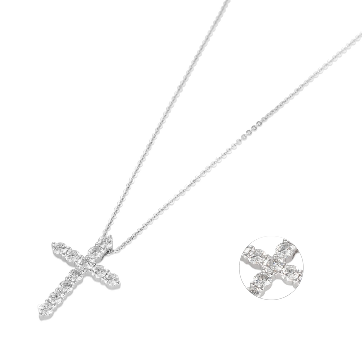 Ponte Vecchio Benvenuto Kette CC1584BRW mit Kreuz Anhänger aus Weißgold und Diamanten. (vergrößerte Ansicht Kreuz Anhänger)
