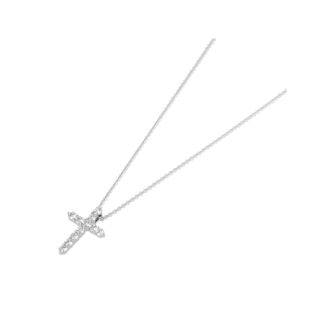Ponte Vecchio Benvenuto Kette CC1583BRW mit Kreuz Anhänger aus Weißgold und Diamanten