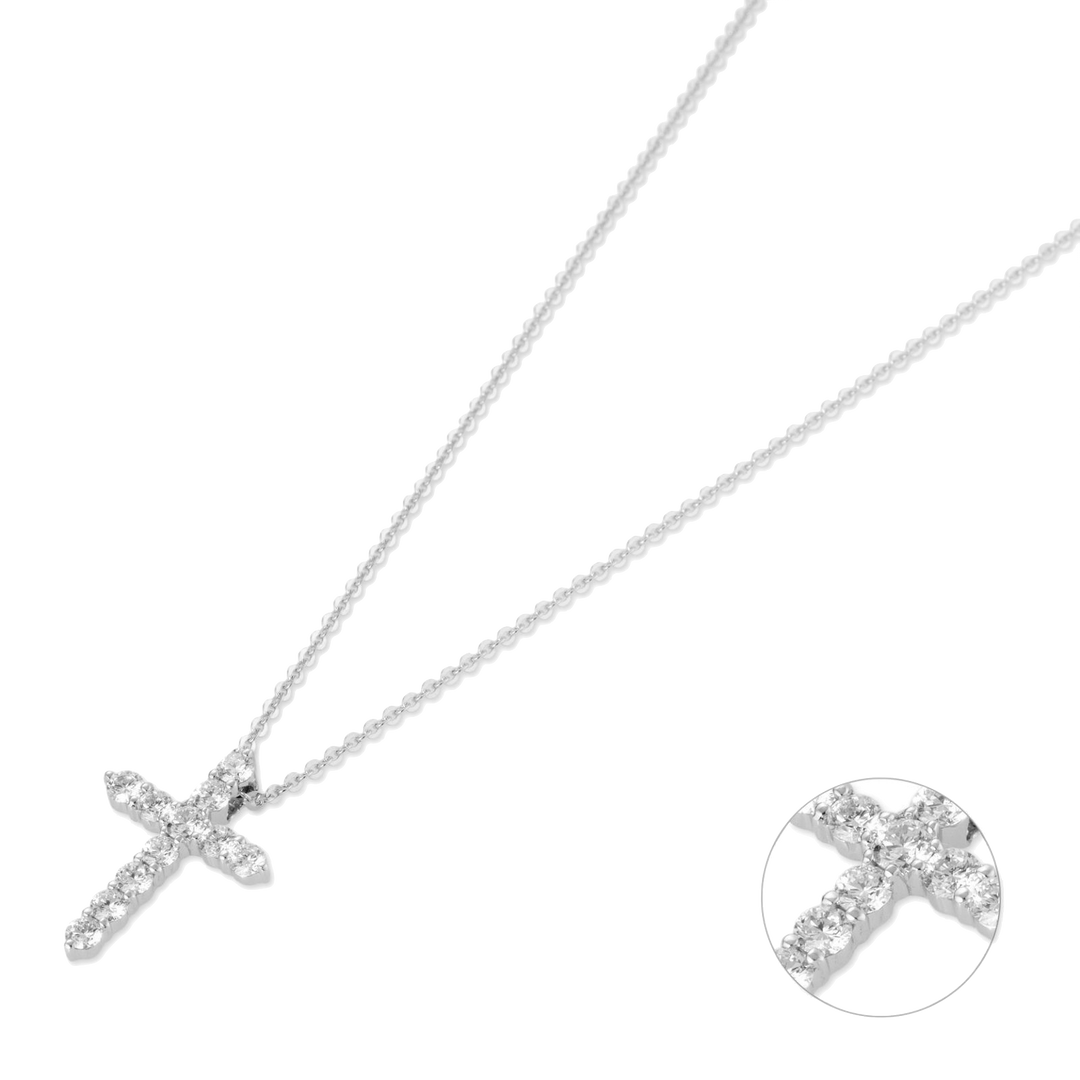 Ponte Vecchio Benvenuto Kette CC1583BRW mit Kreuz Anhänger aus Weißgold und Diamanten. (vergrößerte Ansicht Kreuz Anhänger)