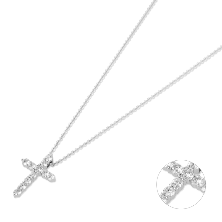 Ponte Vecchio Benvenuto Kette CC1583BRW mit Kreuz Anhänger aus Weißgold und Diamanten. (vergrößerte Ansicht Kreuz Anhänger)