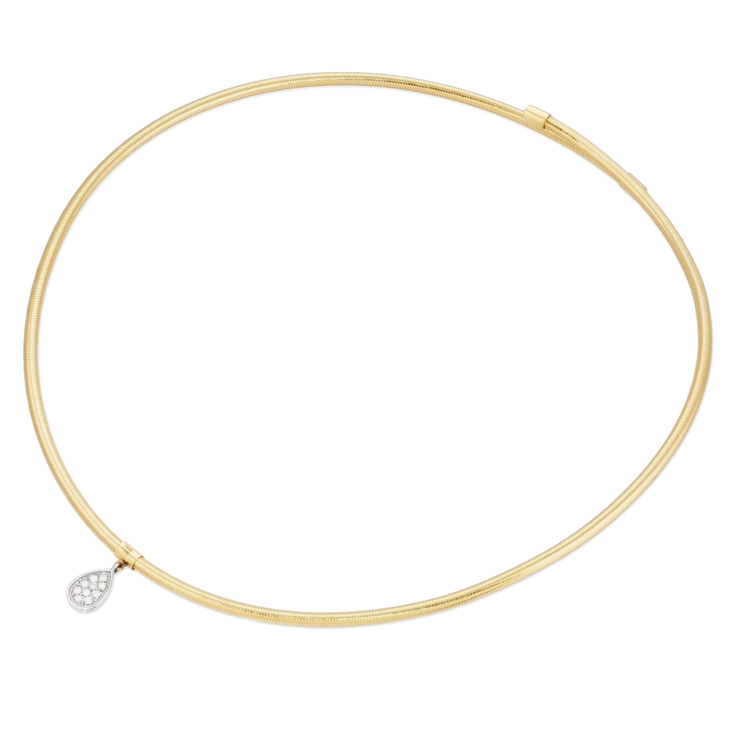 Ponte Vecchio Nobile Collier CG1708BRY , flexibles Schlangen Collier aus Gelbgold und einen Tropfenanhänger aus Weißgold und Diamanten