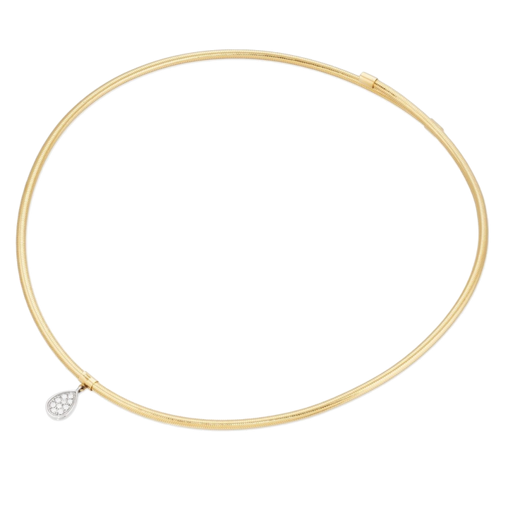 Ponte Vecchio Nobile Collier CG1708BRY , flexibles Schlangen Collier aus Gelbgold und einen Tropfenanhänger aus Weißgold und Diamanten