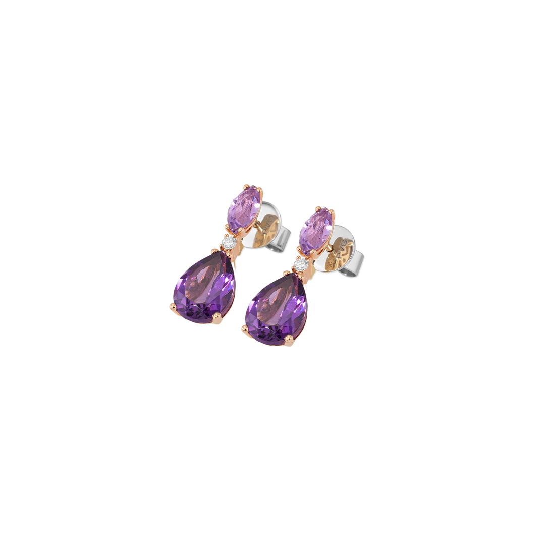 Ponte Vecchio Ohrstecker CO1760AMR aus Roségold , Amethysten und Diamanten