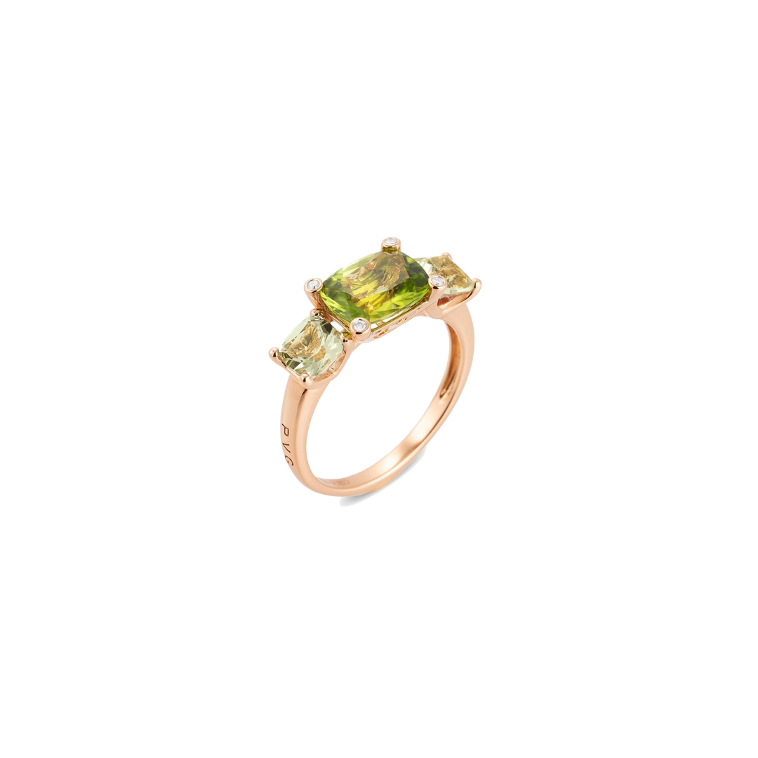 Ponte Vecchio Ring Iris CA1763PDR aus Roségold mit vier  kleien Brillanten und drei Peridots