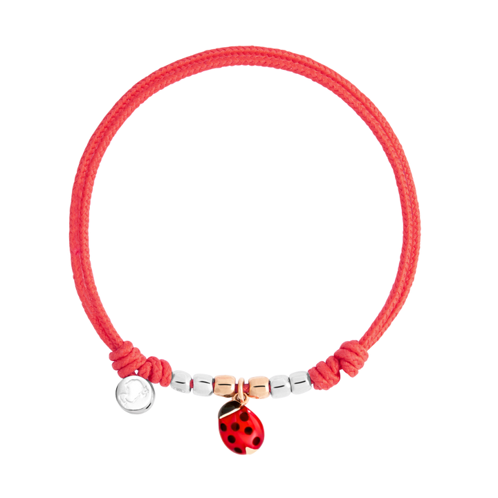 Dodo Prêt á Dodo Armband Marienkäfer DBC4009_PADLA_RO09A mit rotem Stoffband und mini Granelli