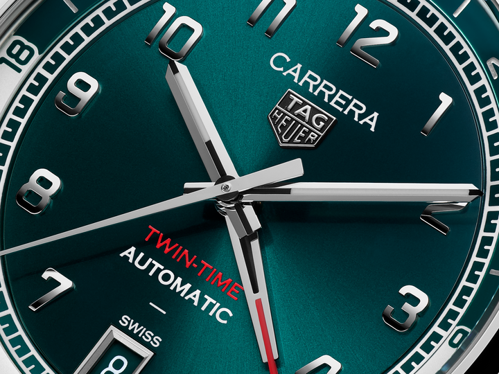 TAG Heuer - Carrera Date Twin - WDA2114.BA0043 – Automatikwerk – grün - 41 mm - Herrenuhr mit GMT Funktion