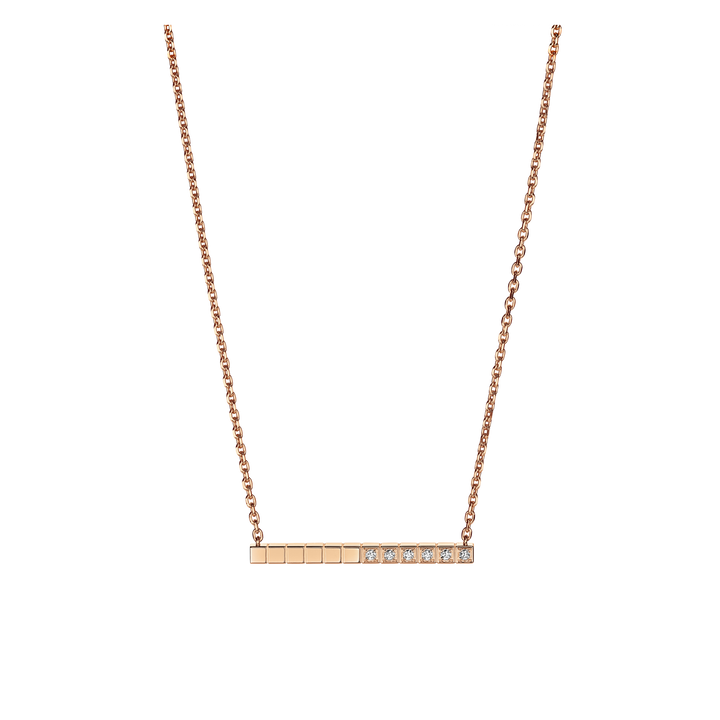 Chopard Collier " Ice Cube "  Referenz 817702-5002 aus 18Karat Roségold Würfeln und 6 weißen Brillanten.