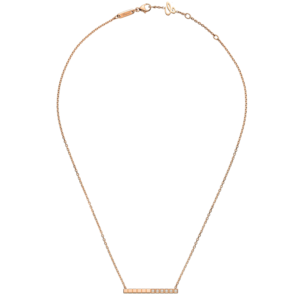 Chopard Collier " Ice Cube " Referenz 817702-5002 aus 18Karat Roségold Würfeln und 6 weißen Brillanten.