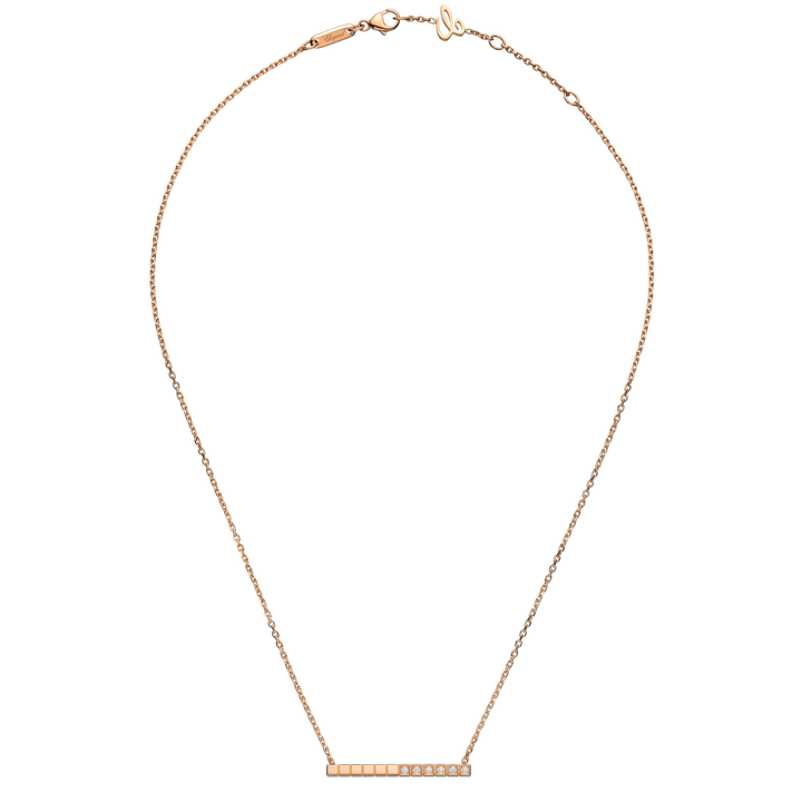 Chopard Collier " Ice Cube " Referenz 817702-5002 aus 18Karat Roségold Würfeln und 6 weißen Brillanten.