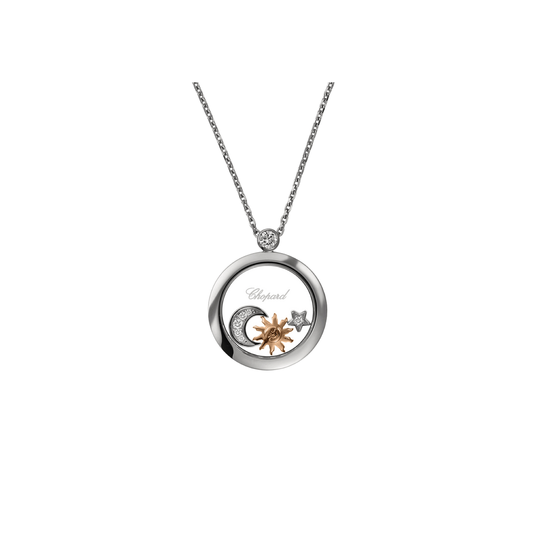 Chopard Kette Sun, Moon & Stars aus 18Karat Weißgold und Roségold