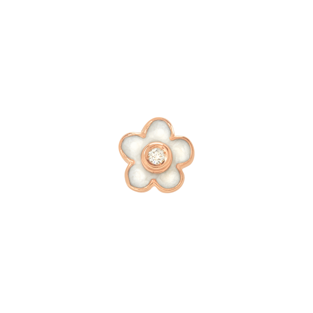 Dodo Ohrstecker Fiore Blüte aus Roségold , Emailie und Brillant