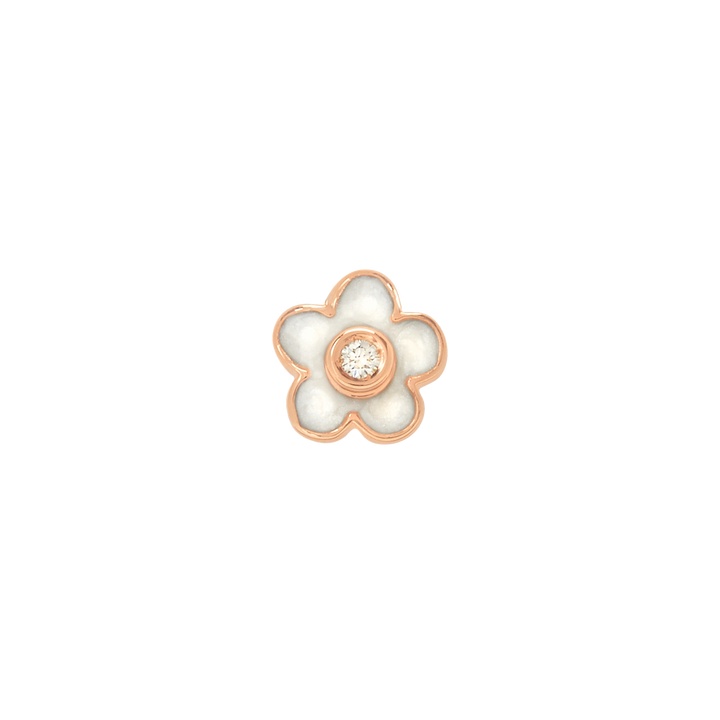 Dodo Ohrstecker Fiore Blüte aus Roségold , Emailie und Brillant