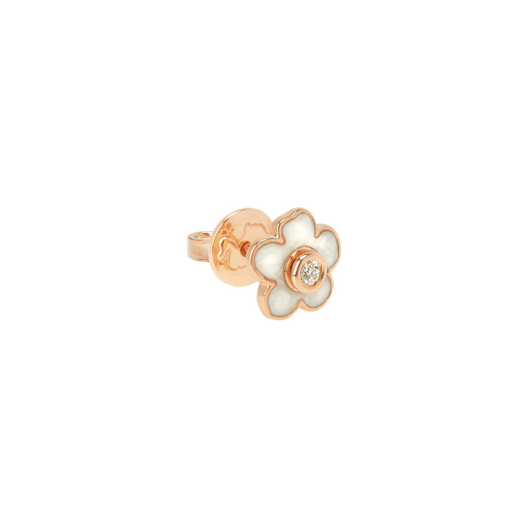 Dodo Ohrstecker Fiore Blüte aus Roségold , Emailie und Brillant