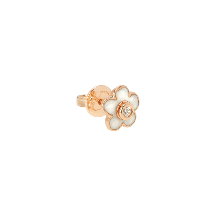 Dodo Ohrstecker Fiore Blüte aus Roségold , Emailie und Brillant